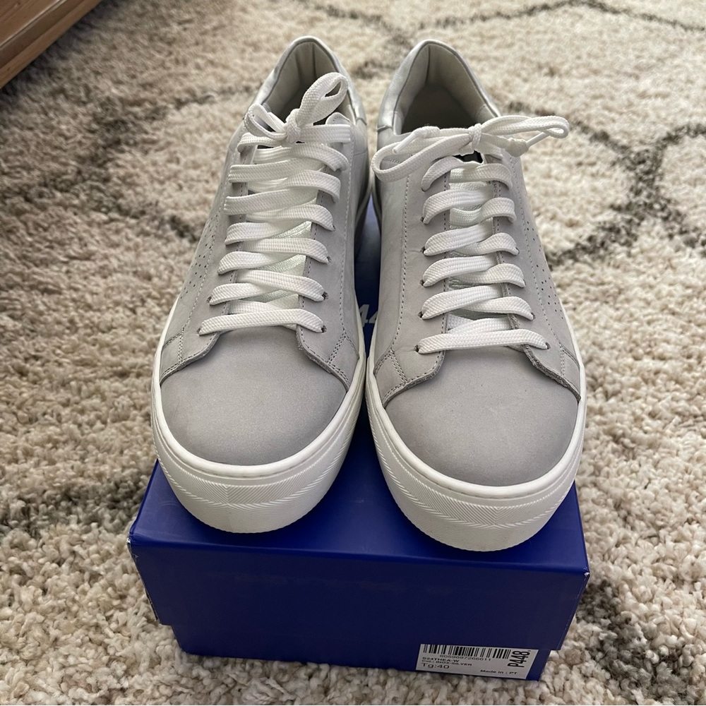 P448 Gray and White Sneakers with Chunky Sole
